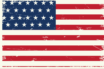 Vintage USA flag. Poster to American Independence Day. USA grunge flag 4th July American Independence day. 