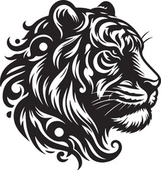 Tiger head silhouette vector art illustration