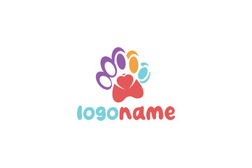 Logo design of a love pet paw. 