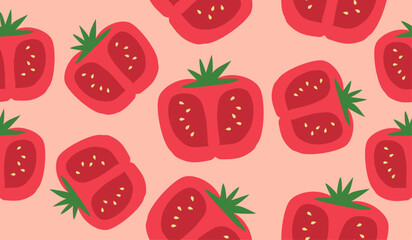 Cute tomato pattern background vector design