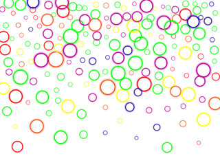 Colorful glossy candy balls on a white background. Dots, circles spiral, swirl, twirl.