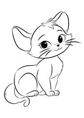 cat cute, Black and white cat pictures for coloring