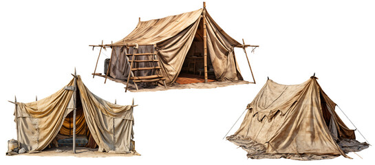 Fototapeta premium Realistic Desert Tent on Transparent Background with High Detail