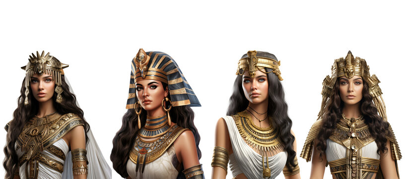 Stunningly Realistic Cleopatra Portrait with High Detail on Isolated Transparent Background