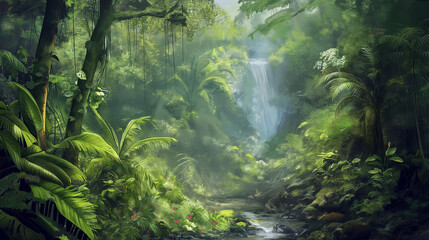 beautiful rainforest relaxing greenery natural beauty wallpaper, background 