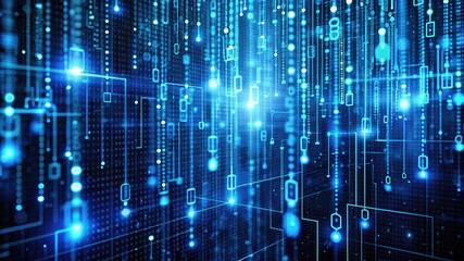  Digital code stream, binary streams in the style of a blue matrix, abstract vertical background