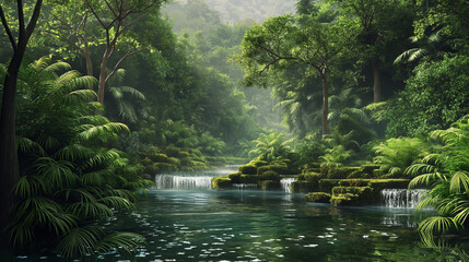 beautiful rainforest relaxing greenery natural beauty wallpaper, background 