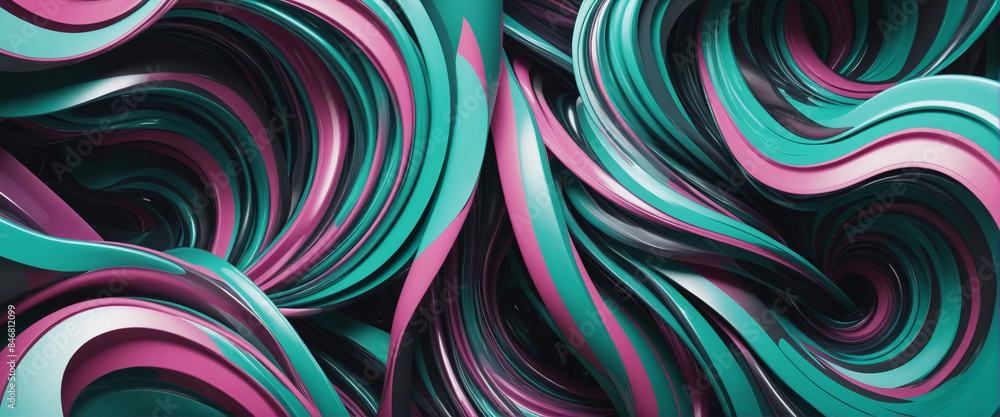 Aufkleber vibrant and futuristic 3d abstract shapes in a high-coloured gradient swirl design