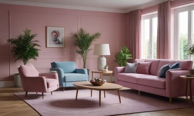 Obraz premium Pink Living Room