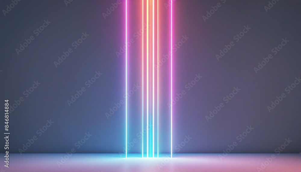 Wall mural three-dimensional neon cloud lines create a futuristic and minimalist abstract wallpaper with a magi