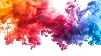 Fototapeta premium Abstract colorful smoke swirls and blends in a vibrant, dynamic composition. isolated on a white background, transparent background.