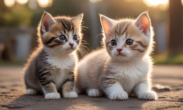 Kittens on a Concrete Surface