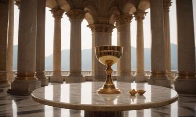 A Golden Chalice on a Table