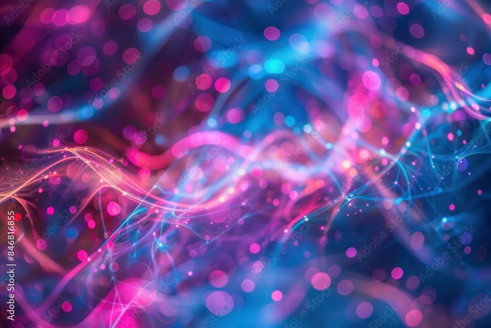 Poster closeup image showcasing a dynamic blend of illuminated particles and light trails