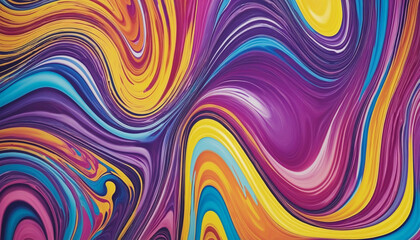 Psychedelic Holographic Wave of Vibrant Liquid Colors on Retro Blur Background