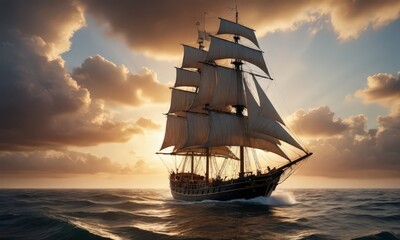 Obraz premium A Sailboat on the Ocean