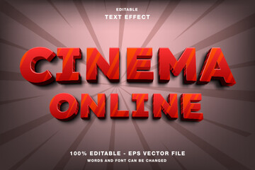 Cinema Online 3D Editable Text Effect Template Style Premium Vector