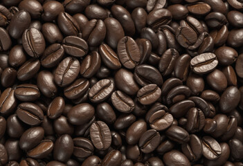 Fototapeta premium Generative AI creates a mesmerizing pile of dark roasted coffee beans with a transparent background, perfect for showcasing the rich aroma and energy of your favorite hot drink