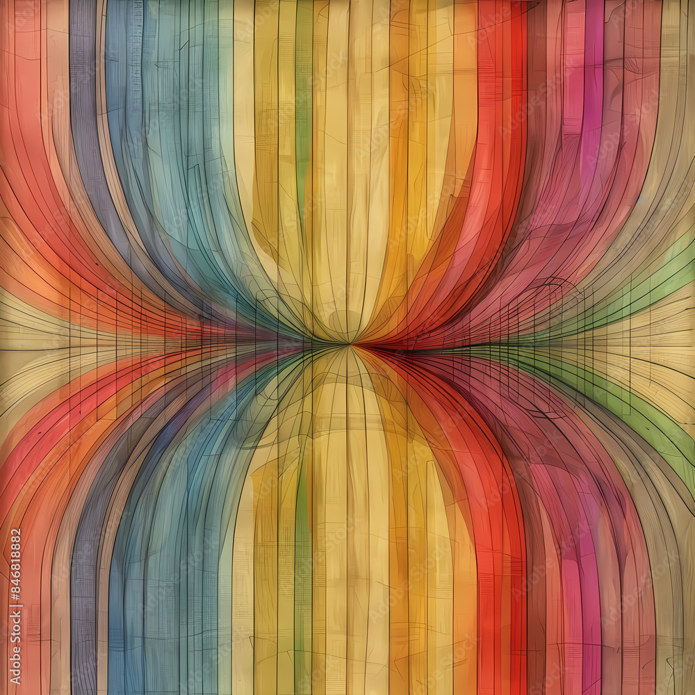 Poster abstract geometric patterns with colorful curved lines and grids on a vintage textured background. d