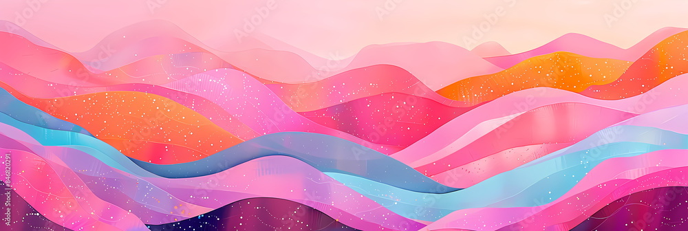 Poster fluid abstract shapes with vibrant colors and wavy lines. digital abstract art