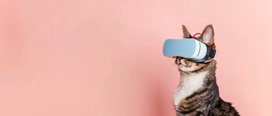 Cat wearing a virtual reality headset