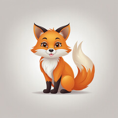 Fototapeta premium Colorful Cartoon Illustration of a Playful Fox Character with Fluffy Fur and a Fun Personality