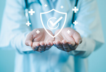 ISO standards concept, quality medical service and certification, quality improvement...