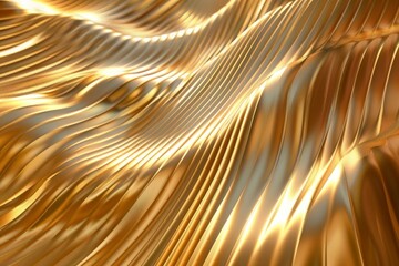 Luxurious smooth golden waves resembling silk fabric for elegant backdrop