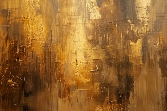 Luxurious golden abstract art background with vibrant brushstrokes and metallic shimmer on contemporary canvas surface