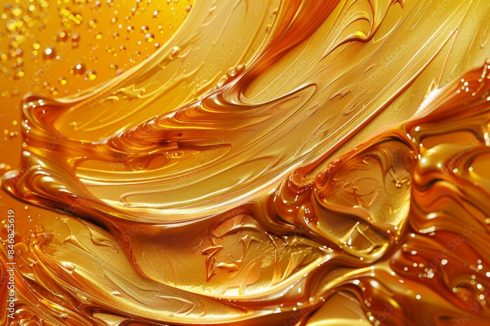 Aufkleber luxurious golden swirls abstract background with glossy, shiny, and metallic texture for elegant wal