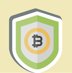 Sticker Bitcoin Protection. related to Cryptography symbol. simple design illustration