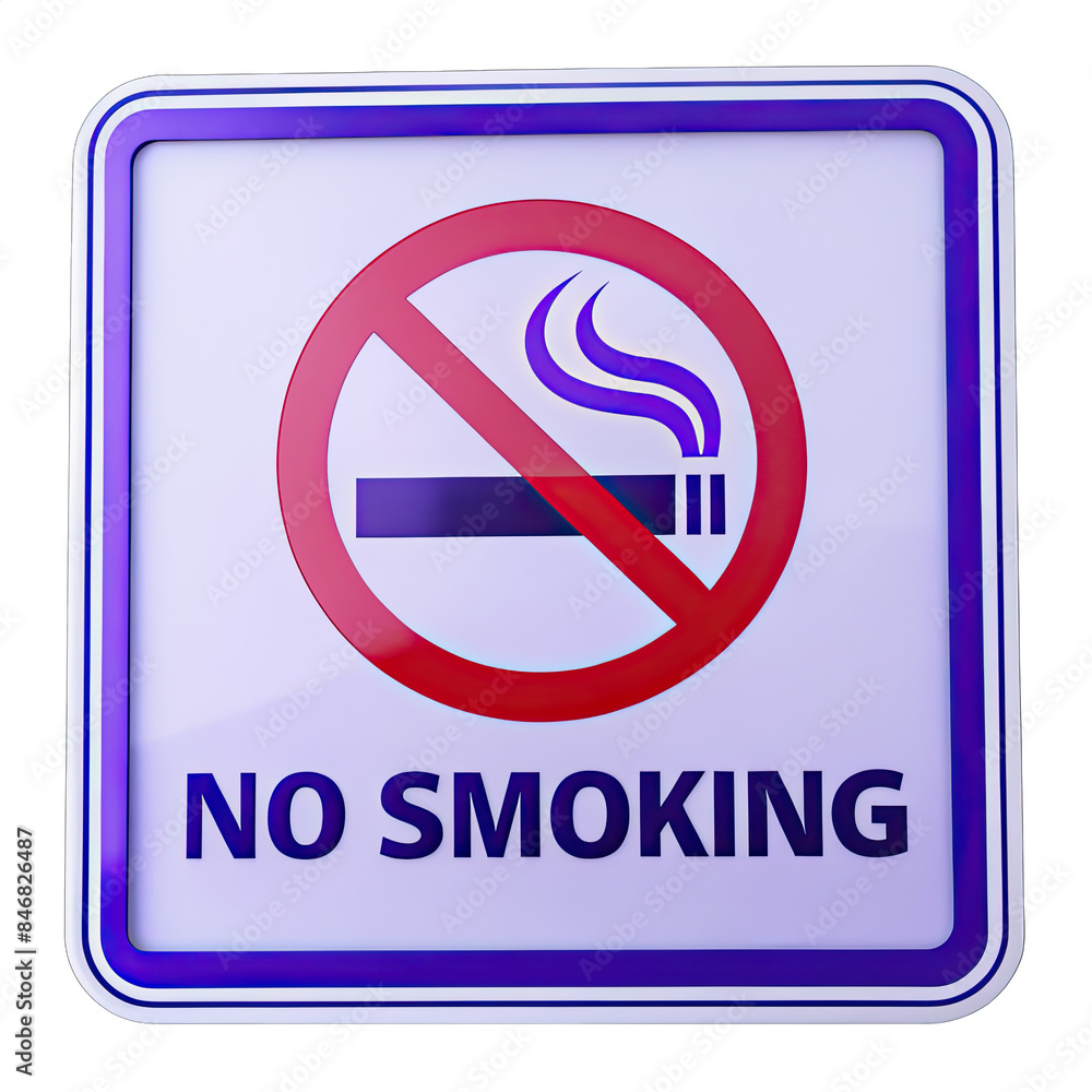 Aufkleber a square, white sign with a purple border and a red circle with a diagonal line through it. the sign