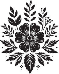 Black Flower Silhouette Vector Illustration Editable on Transparent Background