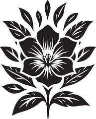 Black Flower Silhouette Vector Illustration Editable on Transparent Background