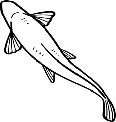 Fototapeta premium top view fish drawing.