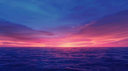 Fototapeta premium Dawn Over the Ocean with Azure Sky