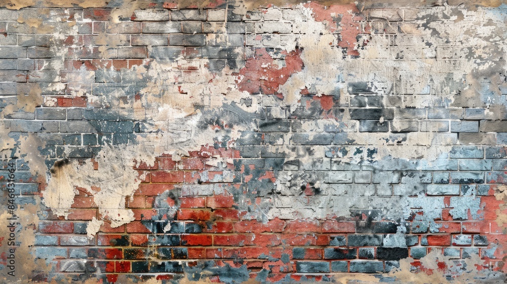 Poster background with a weathered brick wall in an abstract and grungy style