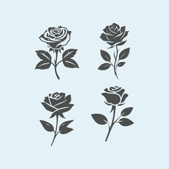 Rose flower Simple Silhouette Vector illustration