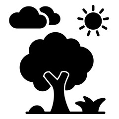 Summer icon with tree and sun