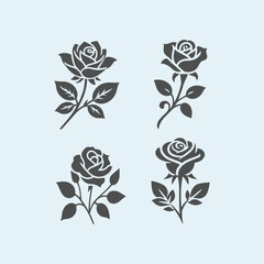 Rose flower Simple Silhouette Vector illustration