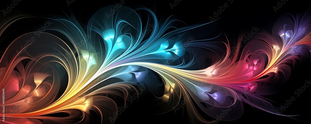 Poster a colorful fractal image featuring a variety of shapes and sizes, including a triangle, a square, a 