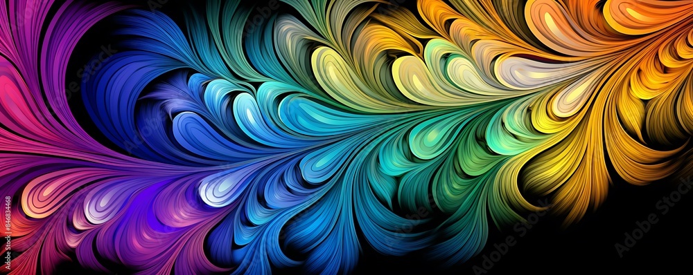 Poster a colorful fractal image featuring a variety of shapes and sizes, including a triangle, a square, a 
