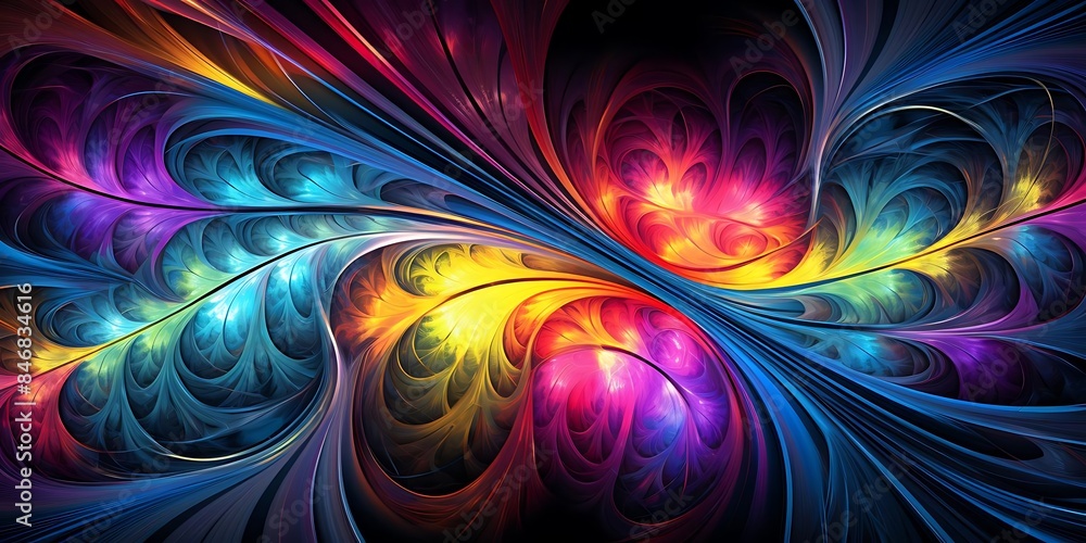Aufkleber a colorful fractal image featuring a flower, a leaf, and a stem arranged in a circular pattern