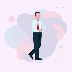 Male smokers with cigarette and lighter. Nervous businessman smoking flat vector illustration. Cigarettes, tobacco, addiction concept for banner, website design or landing page