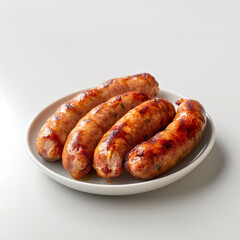 Breakfast Sausages on a Plain White Backdrop