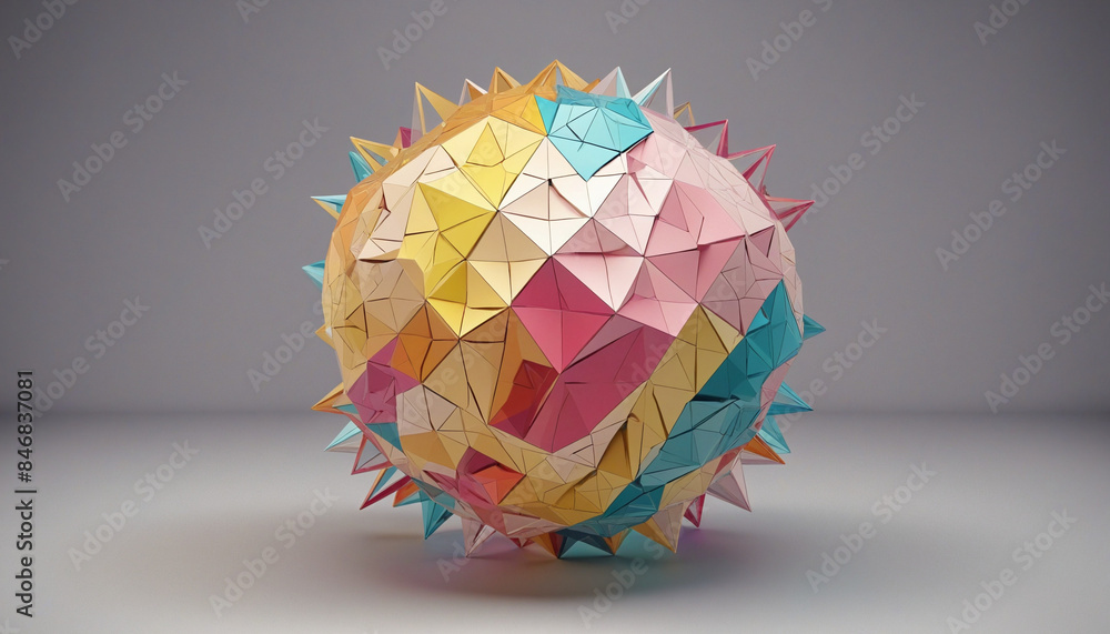 Poster colorful abstract sphere design in a three-dimensional geometric background, rendered in 3d with a m