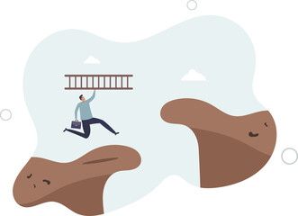 Solution to solve problem, motivation for business growth, improvement or brave to overcome difficulty or obstacle concept.flat illustration.