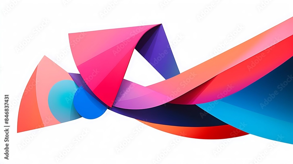 Poster a colorful abstract design featuring a triangle, a square, and a rectangle arranged in a circular pa