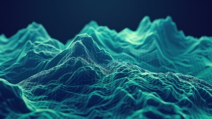 Naklejka premium Geological Wonders: Abstract 3D Terrain Mesh with Peaks and Valleys
