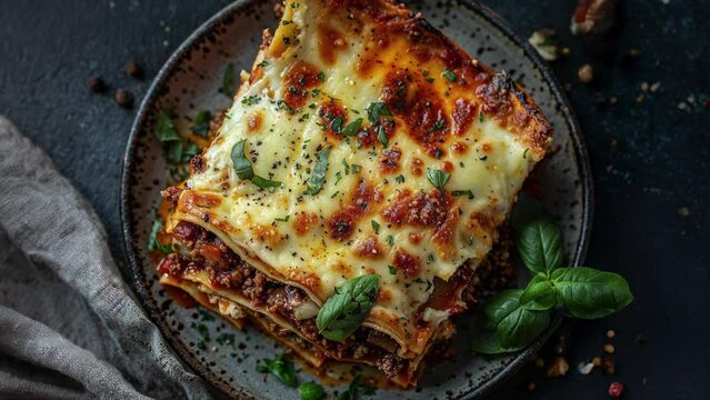 Delicious Homemade Lasagna with Fresh Herbs and Cheese